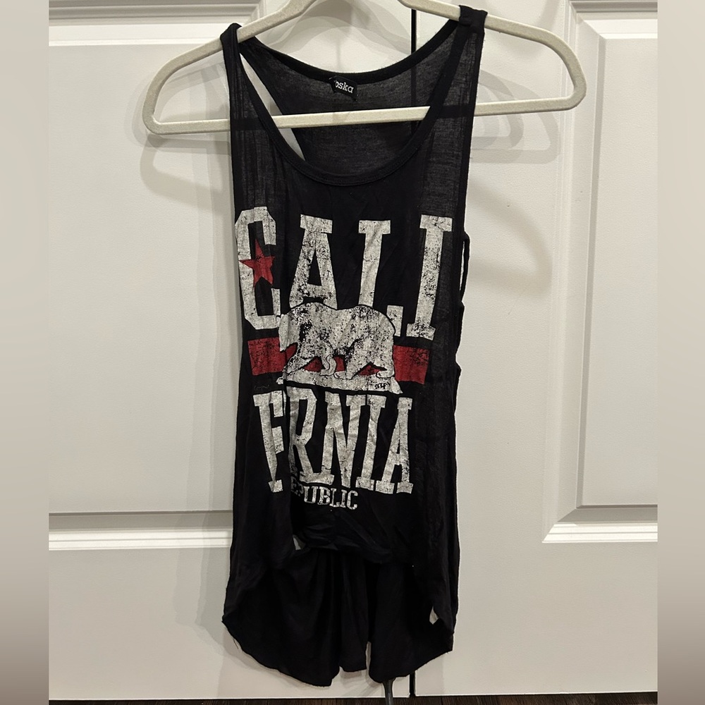 Graphic California Cut Out Tank Top